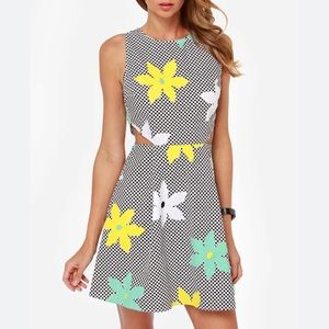 Spring Dress, by Jack Checkered Floral Print Dress with cutout sides